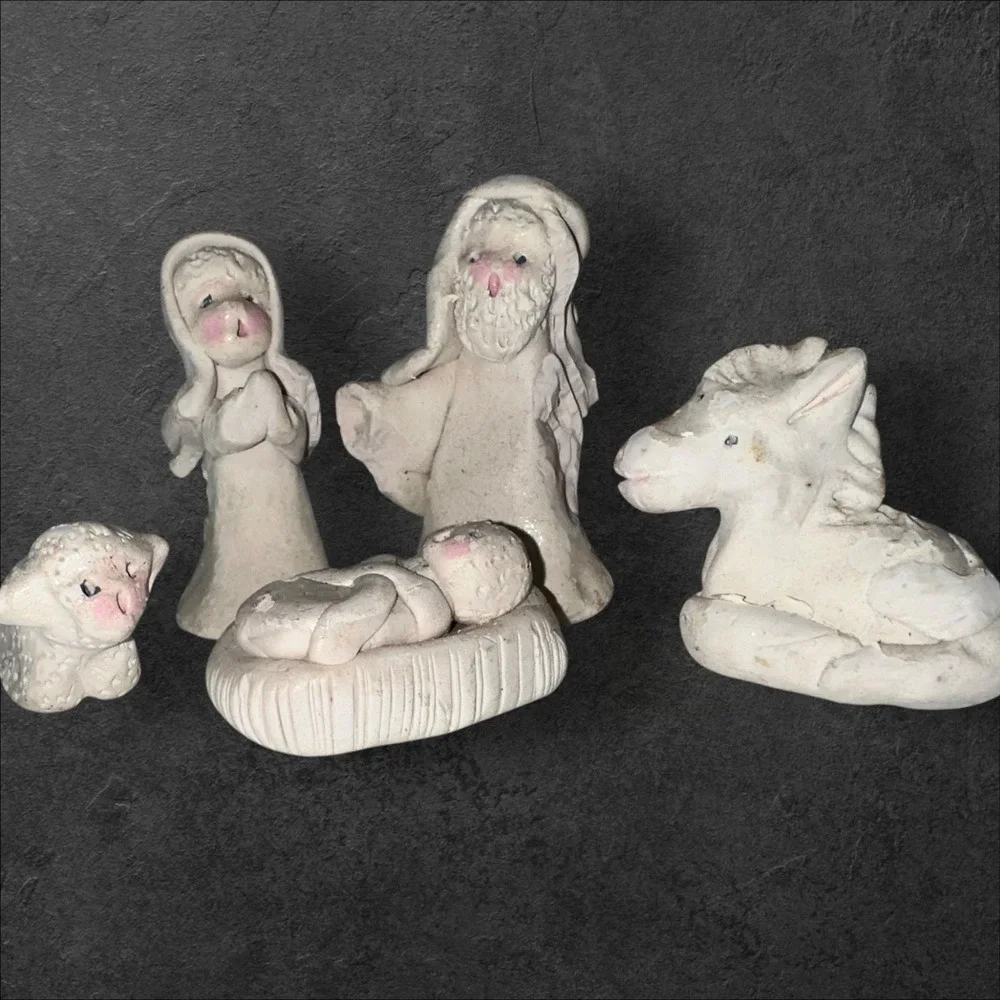 Vintage Small Clay Nativity‎ As/Is
